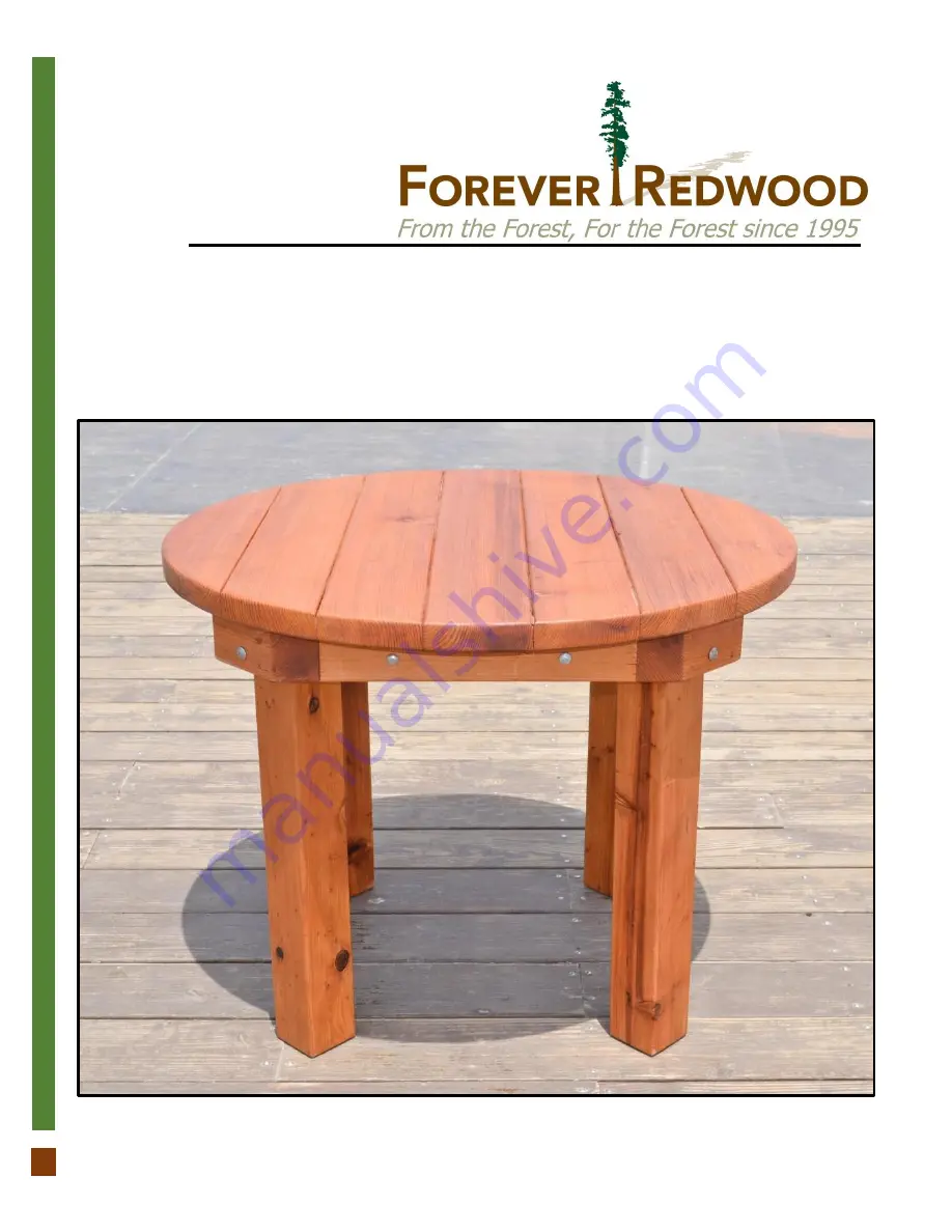 Forever Redwood ROUND OUTDOOR PATIO TABLE Assembly Instructions Download Page 1