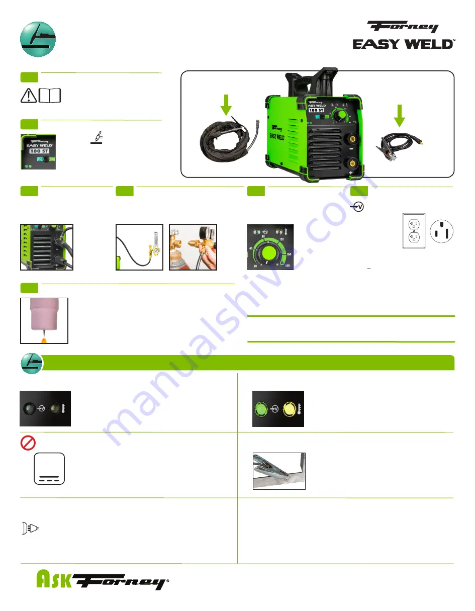 Forney Easy Weld 180 ST Quick Start Manual Download Page 1