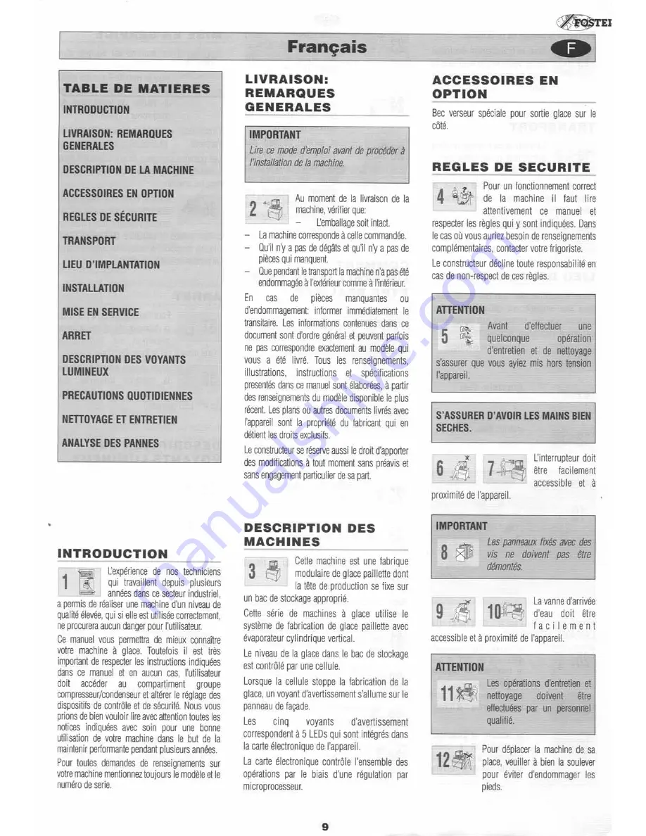 Foster FMIF 220 Operating Instructions Manual Download Page 9