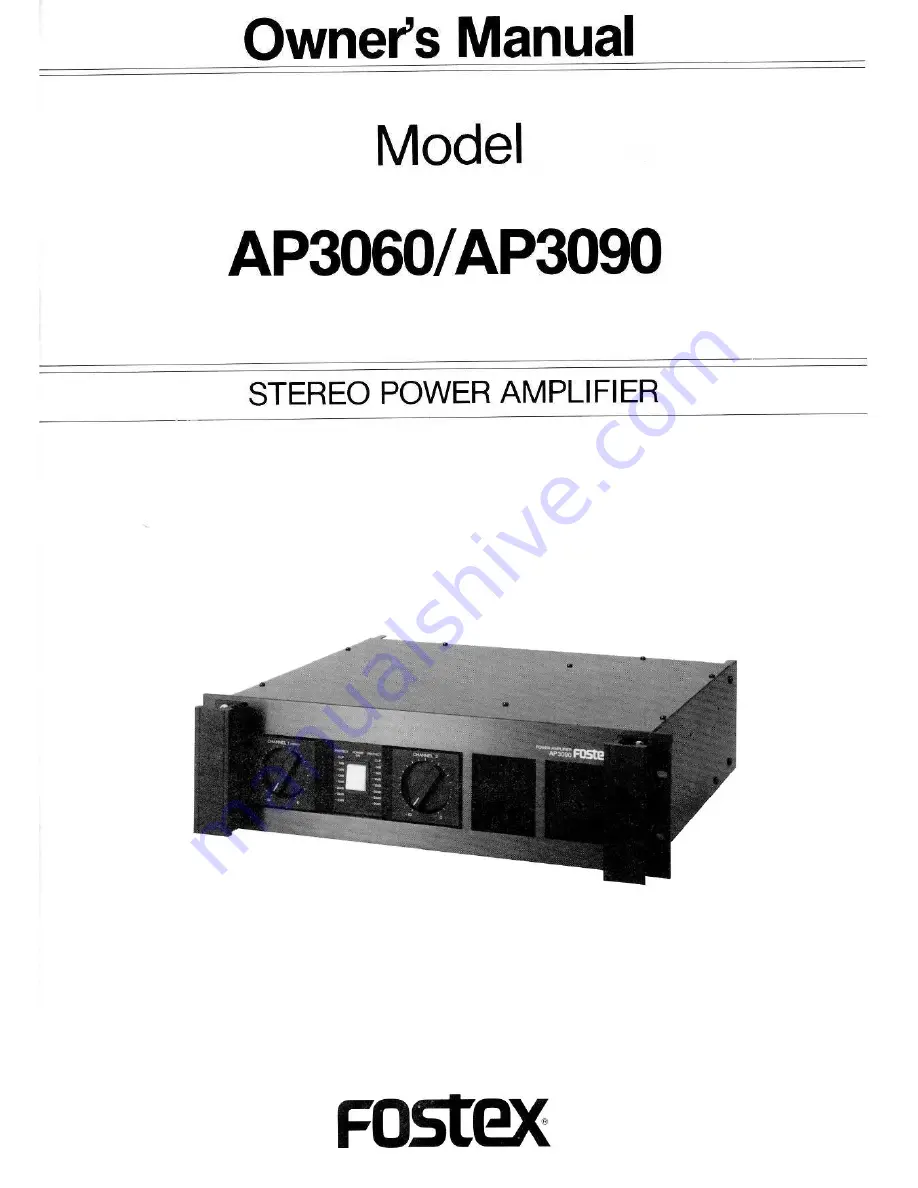 Fostex AP3060 Owner'S Manual Download Page 1