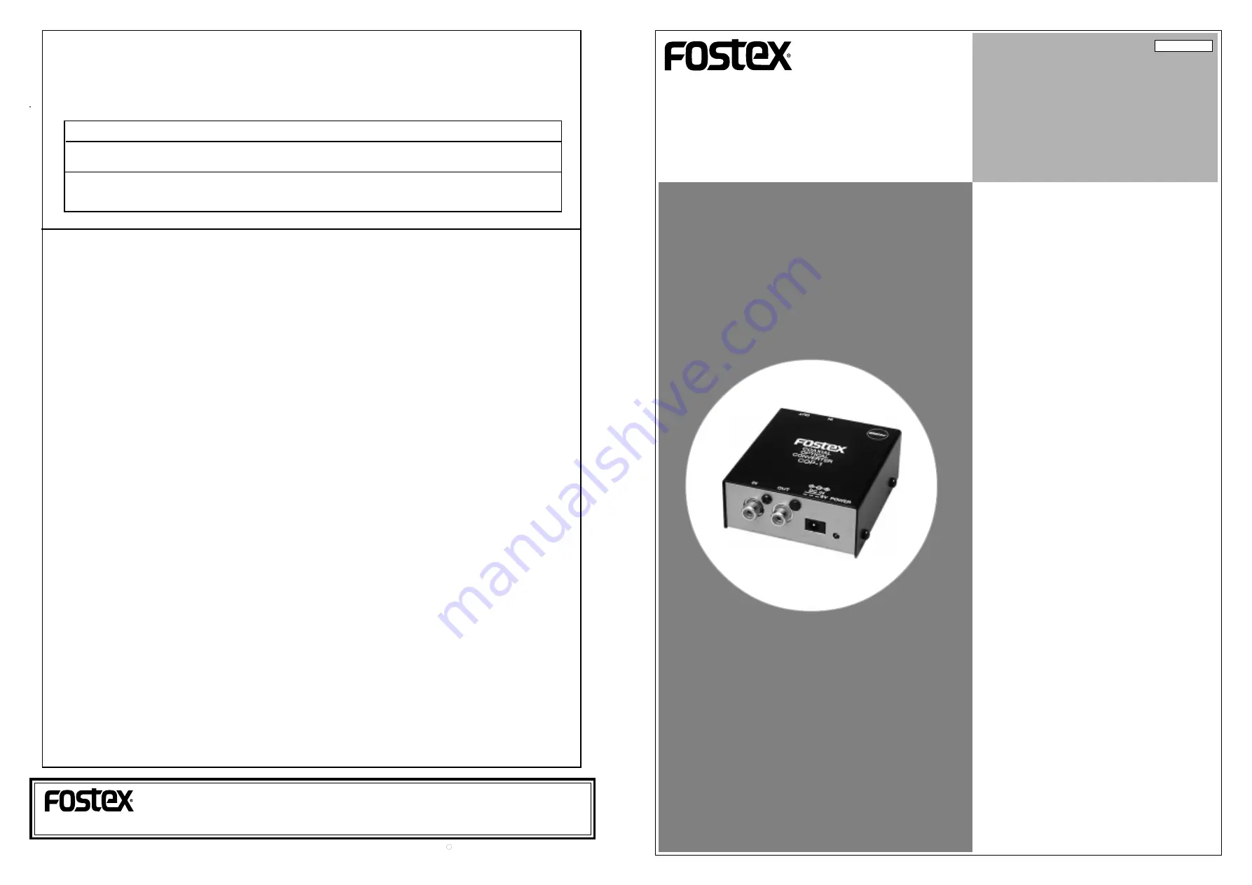 Fostex COP-1/96K Скачать руководство пользователя страница 1