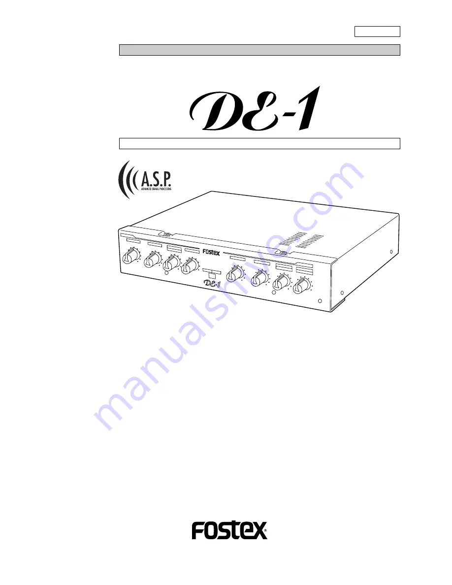 Fostex DE-1 Owner'S Manual Download Page 1