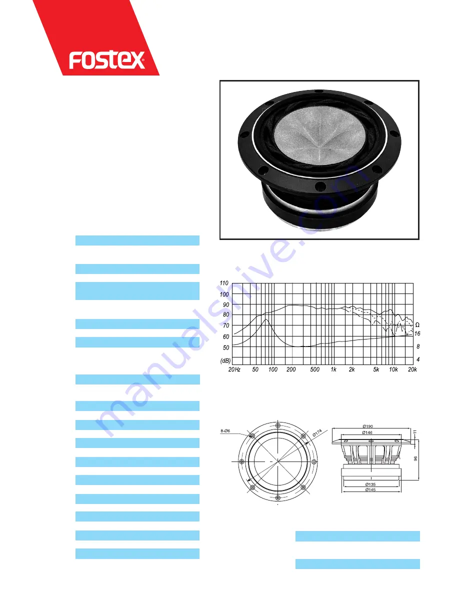 Fostex FW168HP-X Specification Sheet Download Page 1