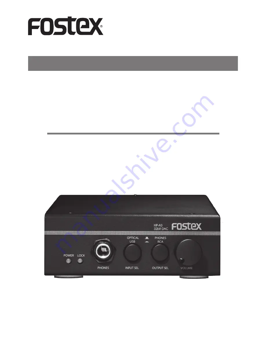 Fostex HP-A3 Owner'S Manual Download Page 1