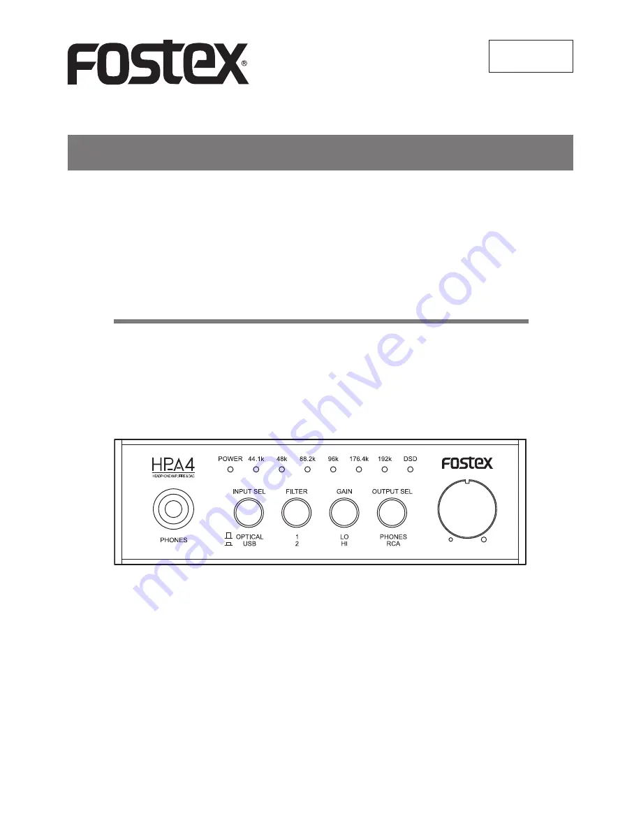 Fostex HP-A4 Скачать руководство пользователя страница 1