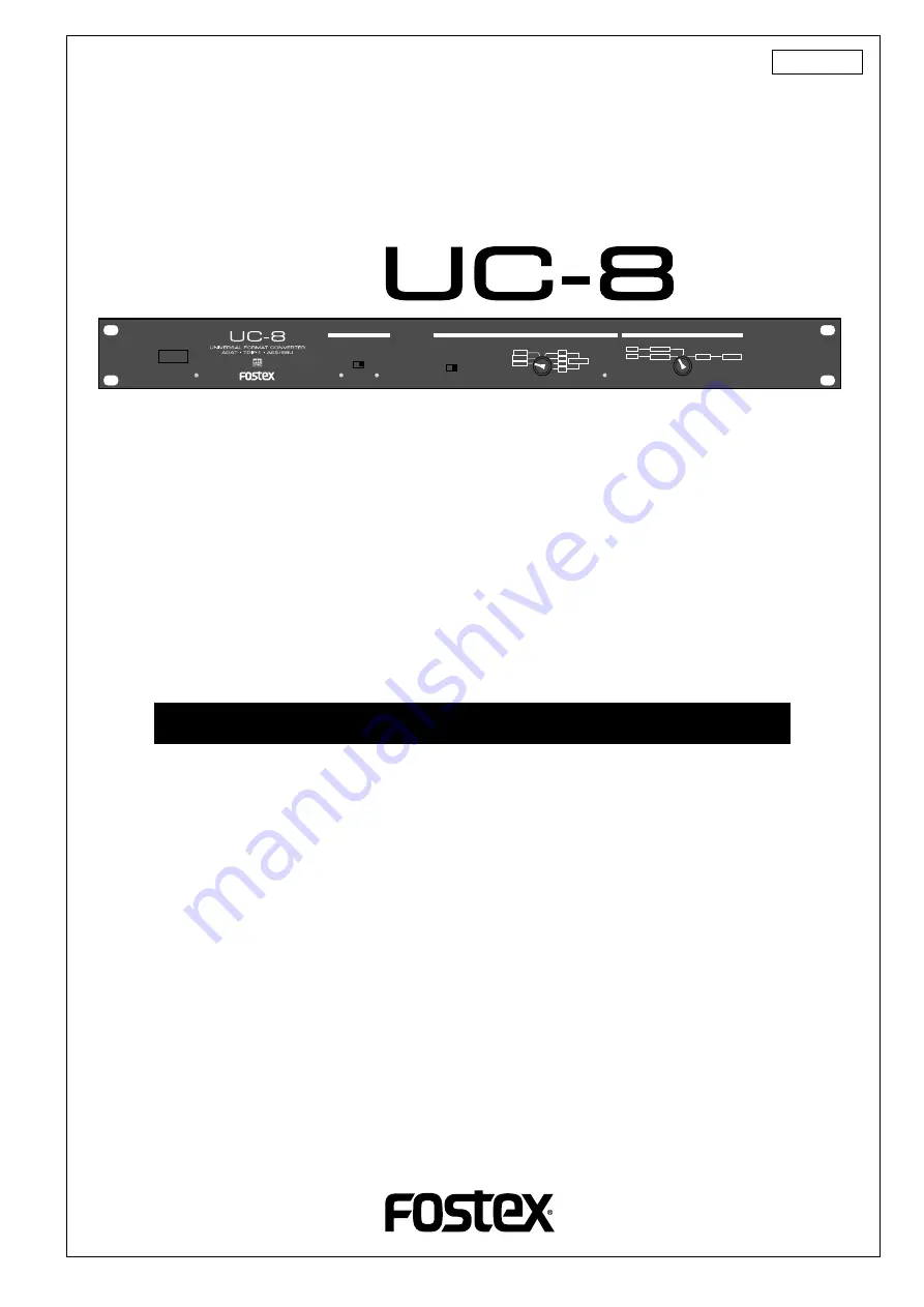 Fostex UC-8 Owner'S Manual Download Page 1