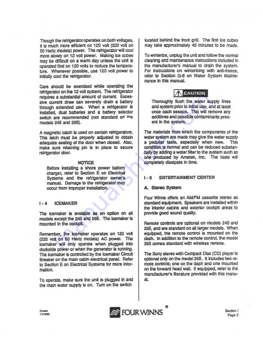 Four winns 1992 Cruiser Owner'S Manual Download Page 187