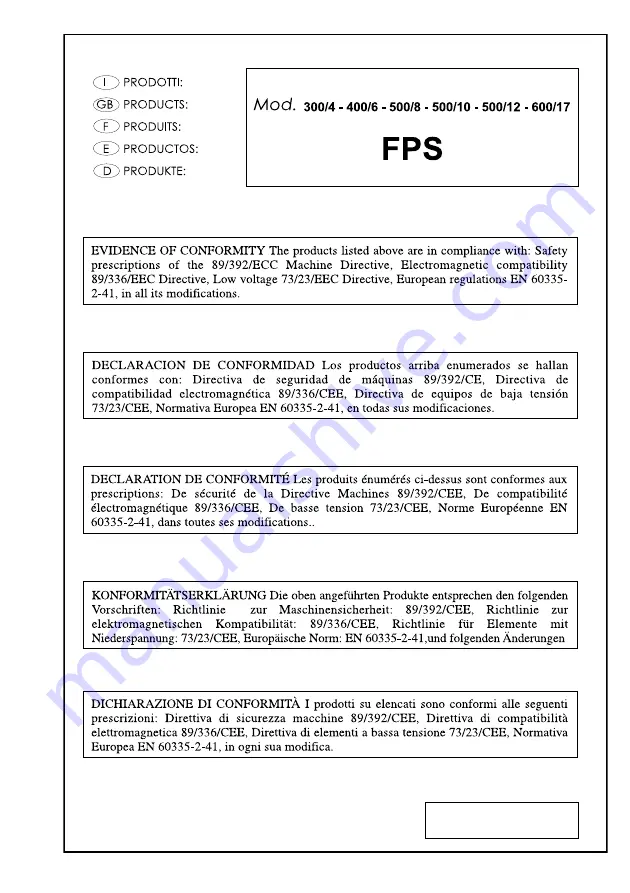 FPS 300/4 Installation And Maintenance Manual Download Page 19