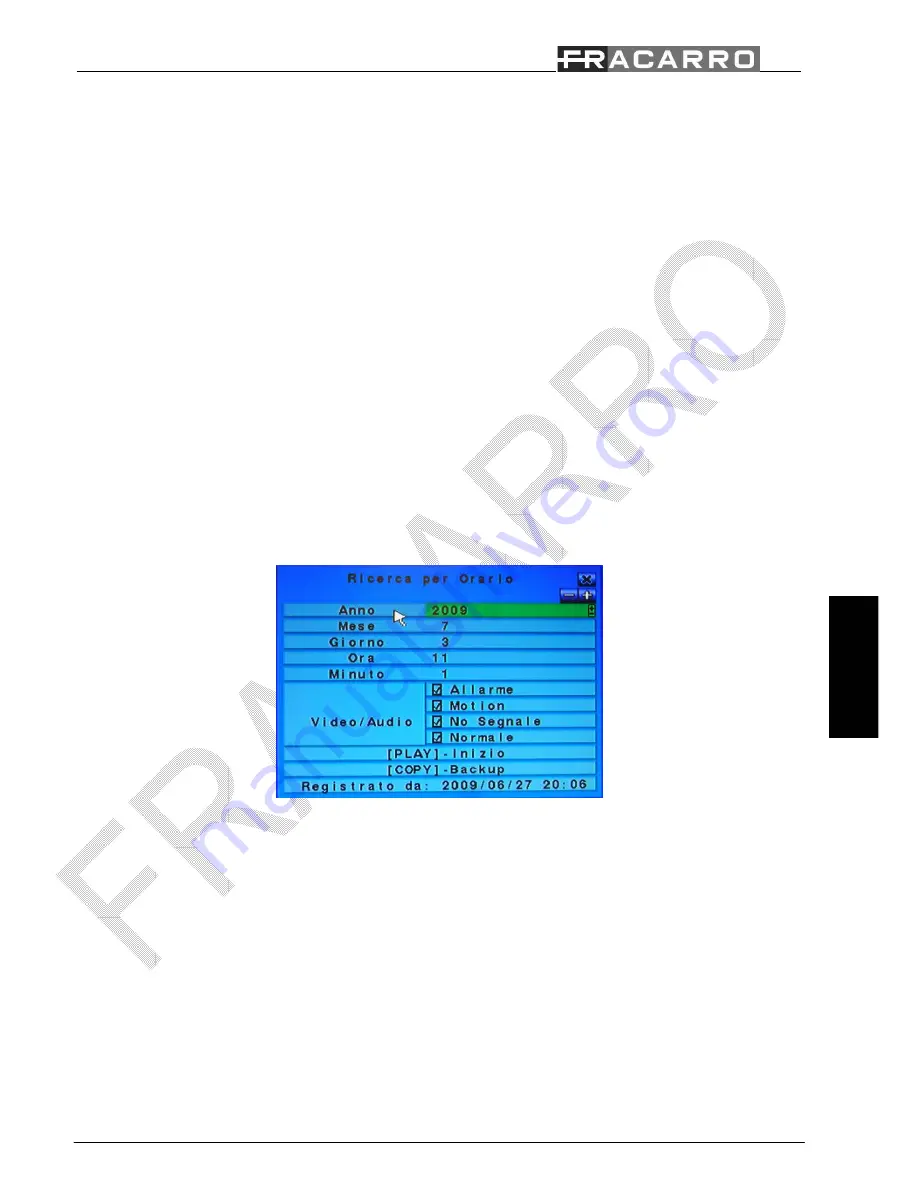 Fracarro DVR MILANO 16 Quick Reference Download Page 62