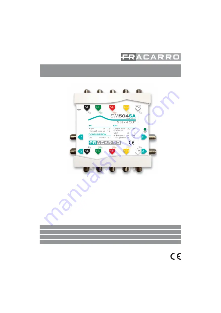 Fracarro MULTISWITCH SWI504SA Скачать руководство пользователя страница 1