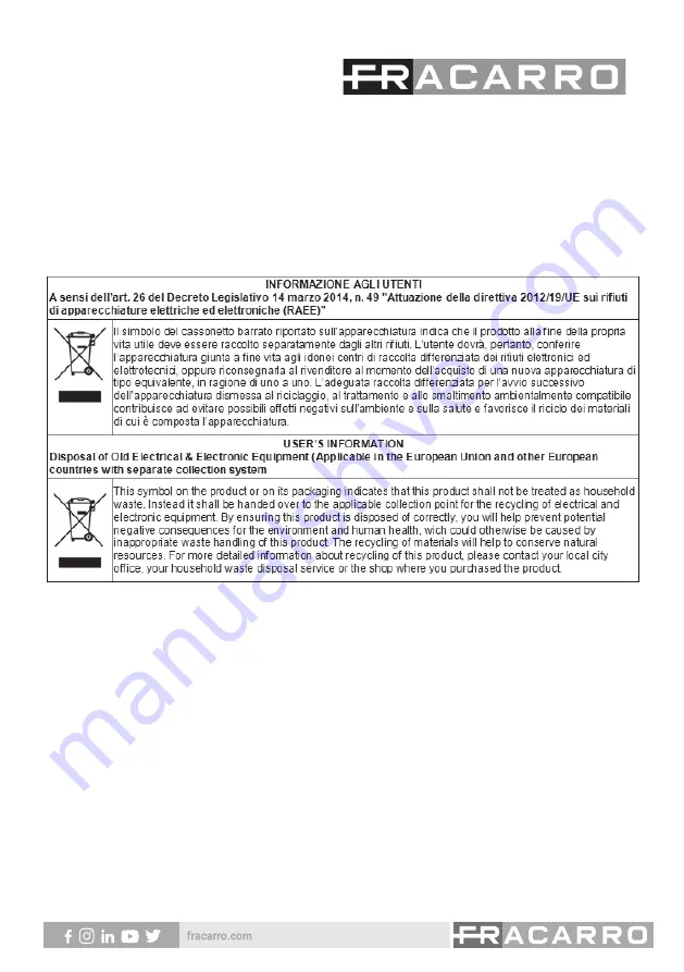 Fracarro SCD2-5216W Operating Instructions Manual Download Page 12