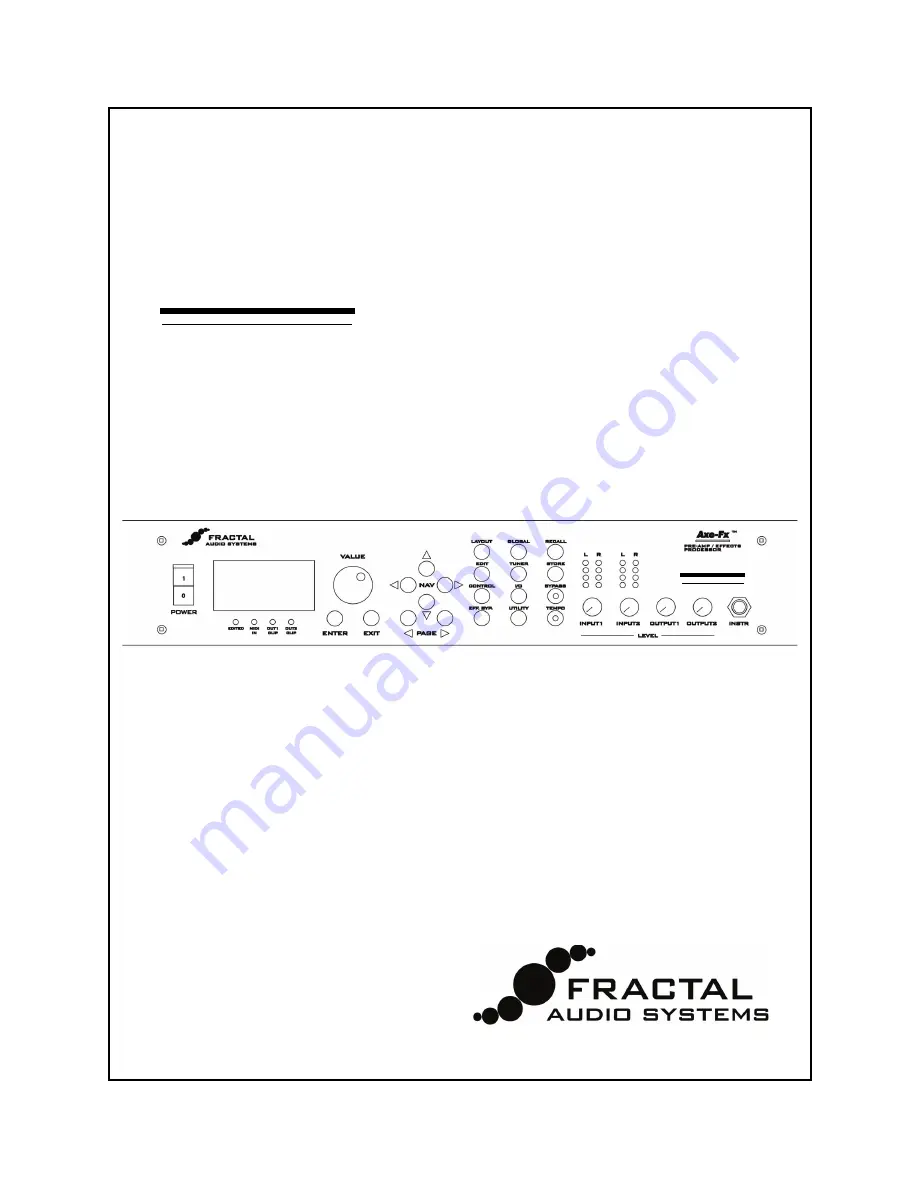 Fractal Audio axe-fx ultra User Manual Download Page 1