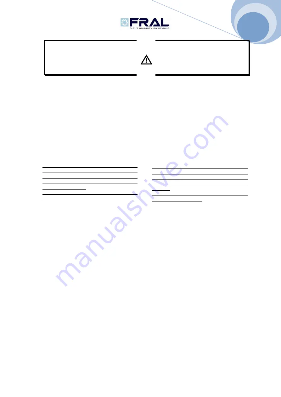 Fral FD750 TCR Installation, Use And Maintenance Manual Download Page 11