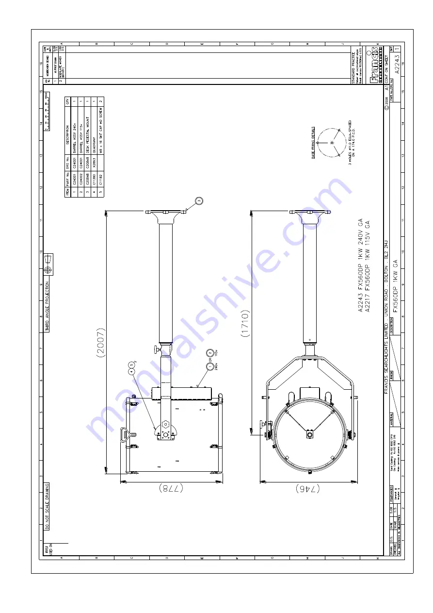 Francis Searchlights A2212 User Instruction & Installation Manual Download Page 26