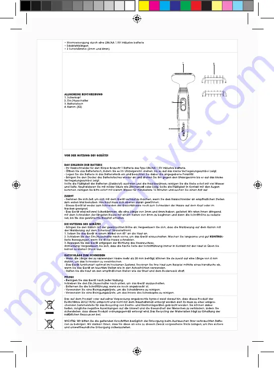 FRANCK PROVOST The Barb'XPERT FPH-005 Instruction Manual Download Page 18