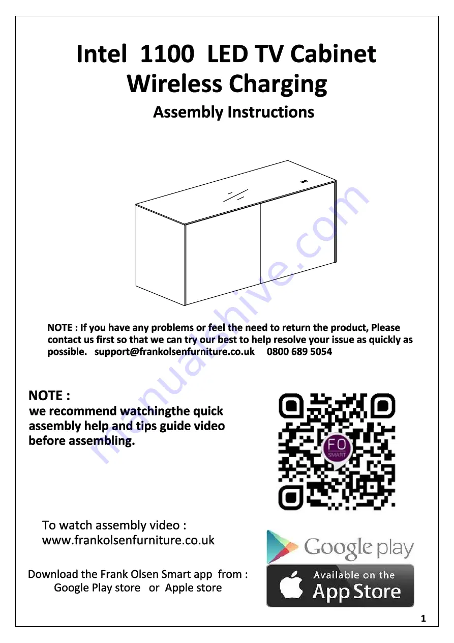 Frank Olsen INTEL 1100 CORNER Assembly Instructions Manual Download Page 1