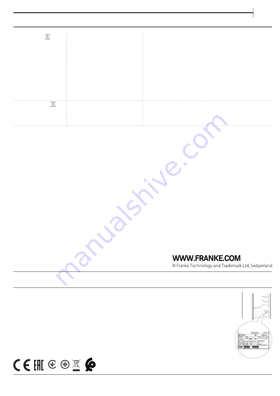 Franke FCB 400 V NE E User And Installation Manual Download Page 51