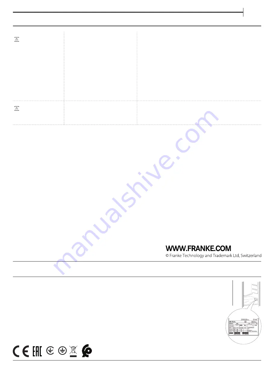 Franke FCB 400 V NE E User And Installation Manual Download Page 69