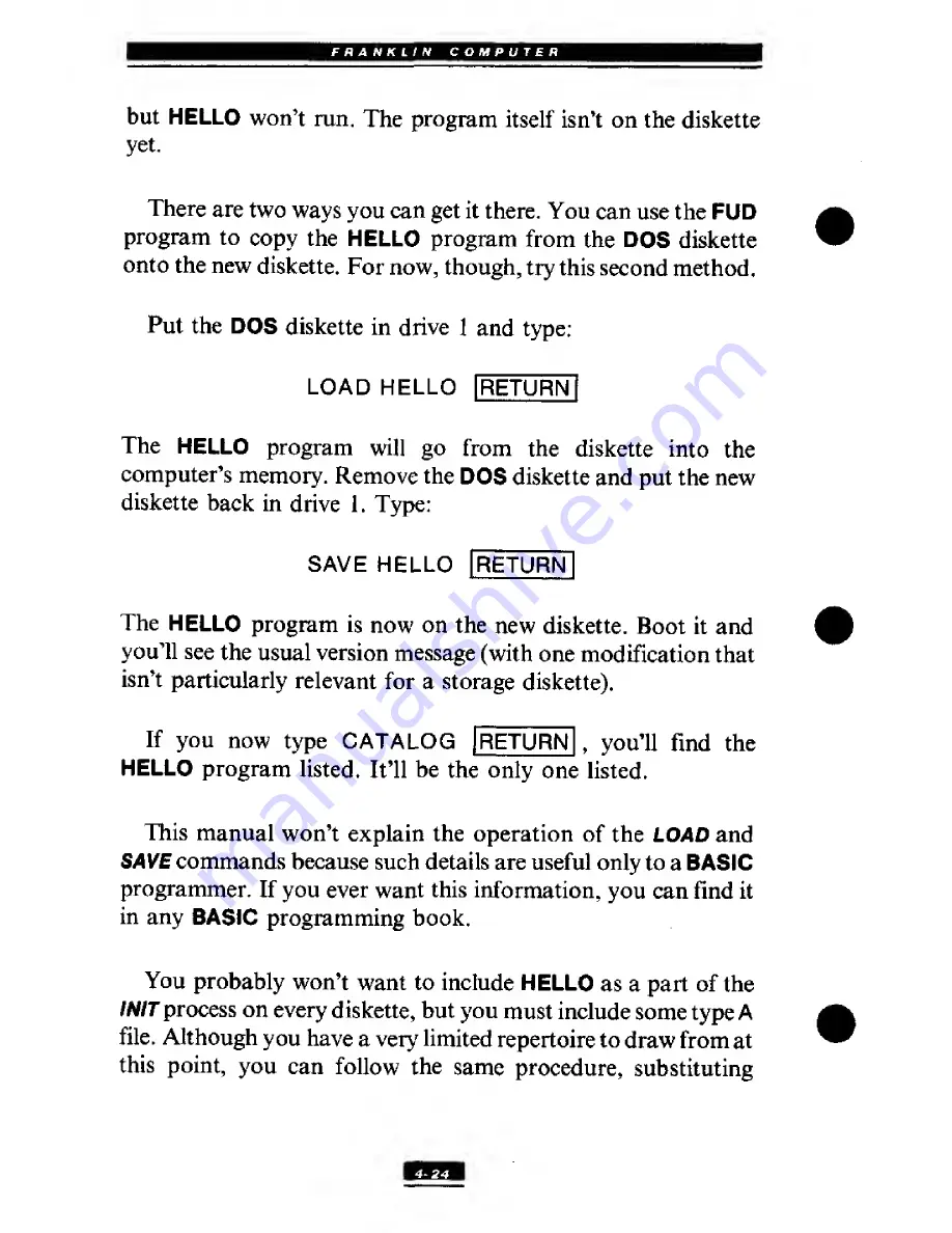 Franklin Ace 1000 User'S Reference Manual Download Page 105