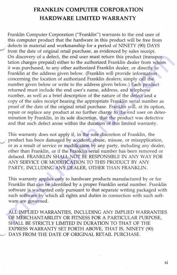 Franklin ACE2000 User'S Reference Manual Download Page 12