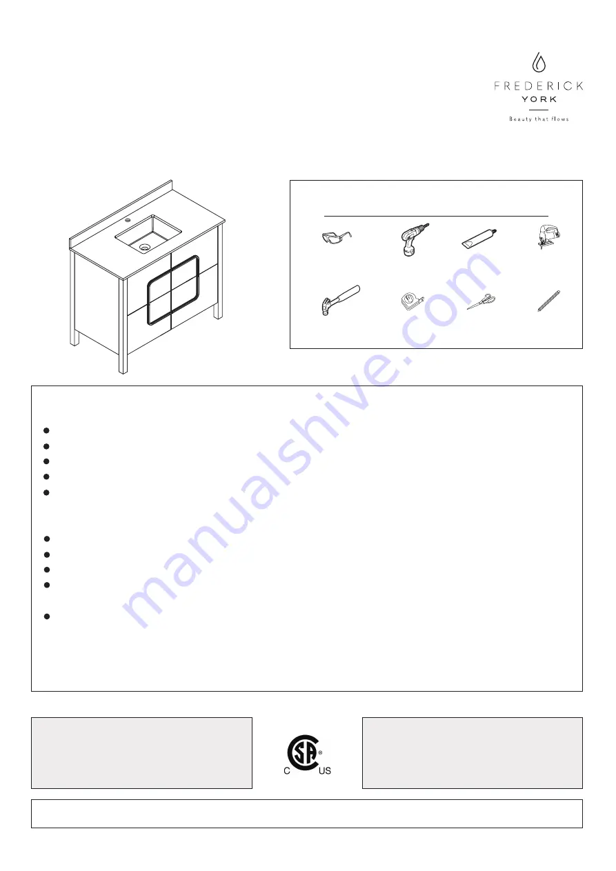 Frederick York DREXEL FRYDX36NVBG Installation Manual Download Page 1