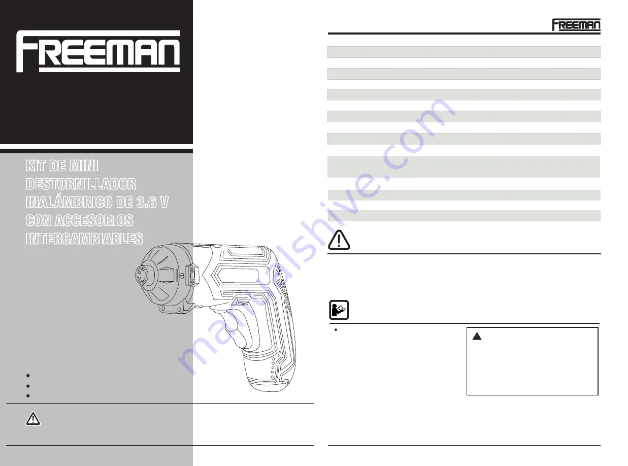 Freeman P36VCMSK Manual Download Page 5