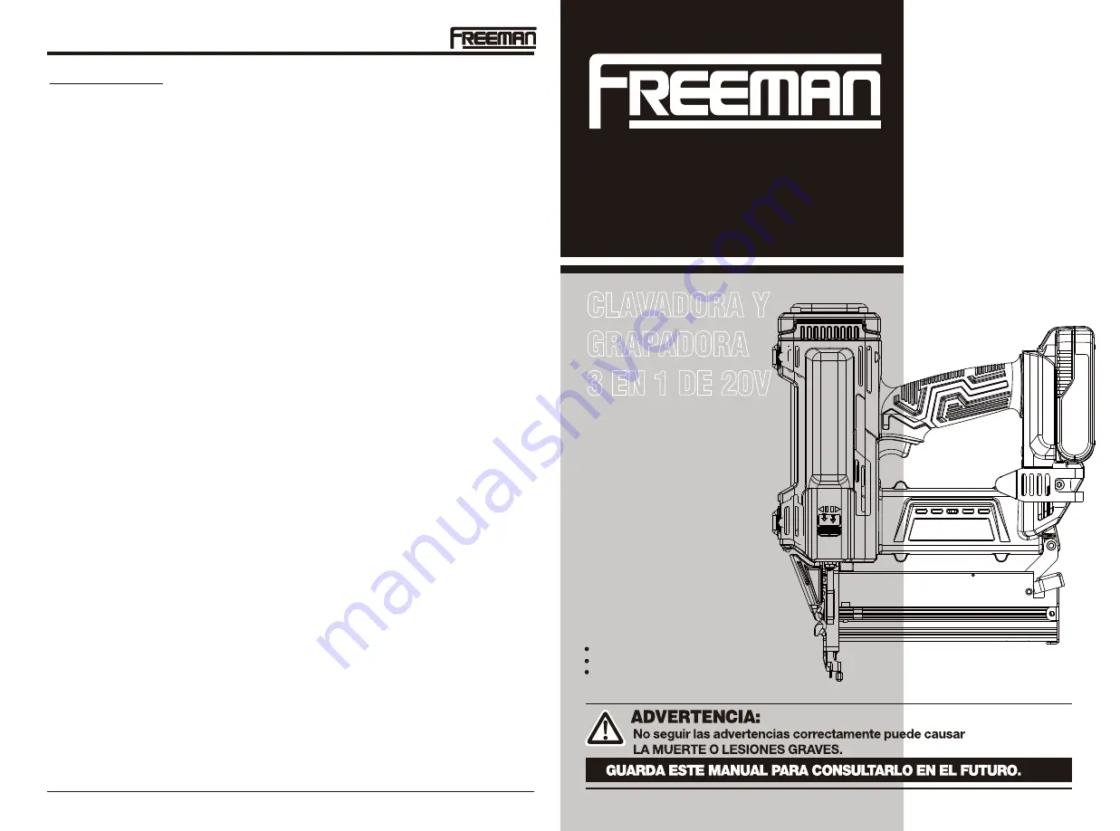 Freeman PE20V31618G Manual Download Page 7