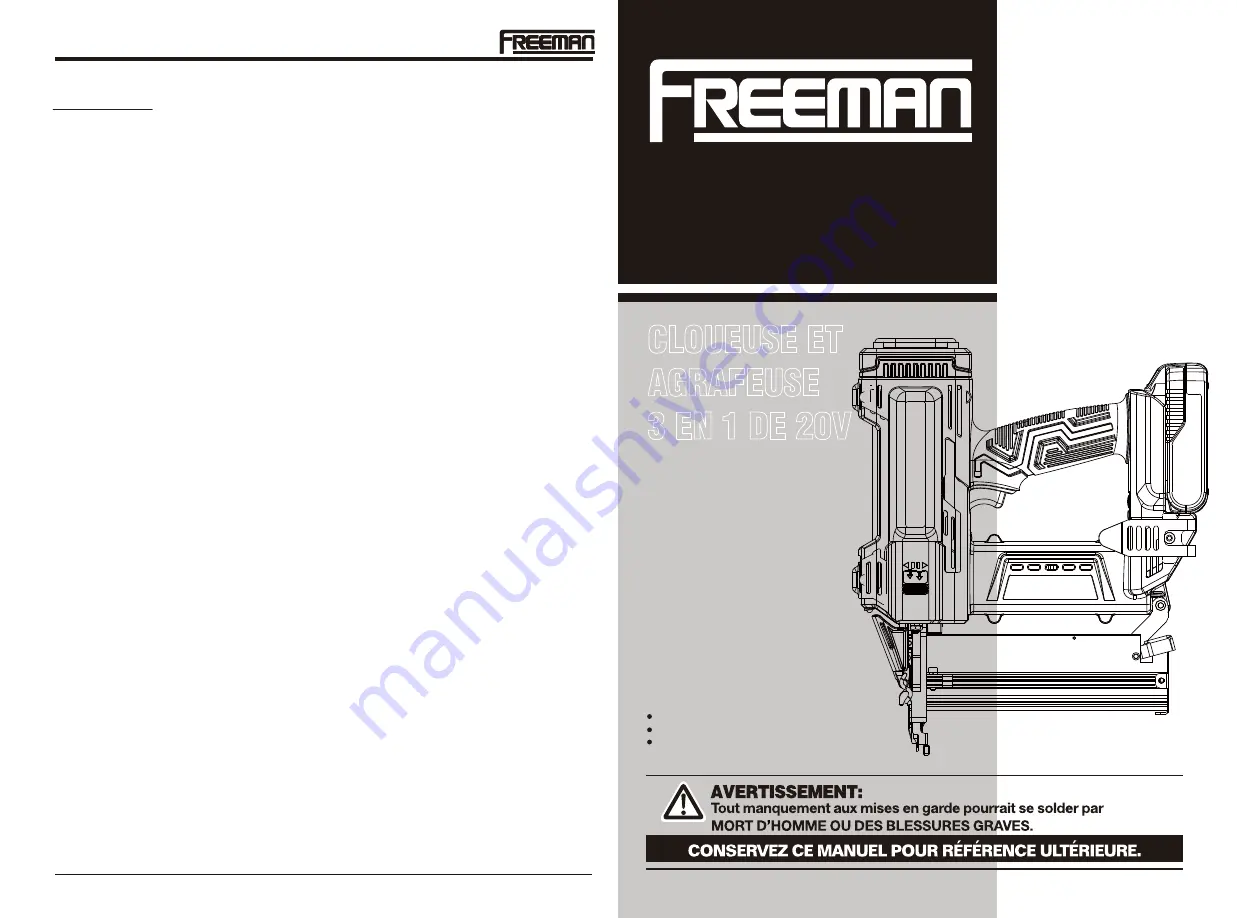 Freeman PE20V31618G Manual Download Page 14