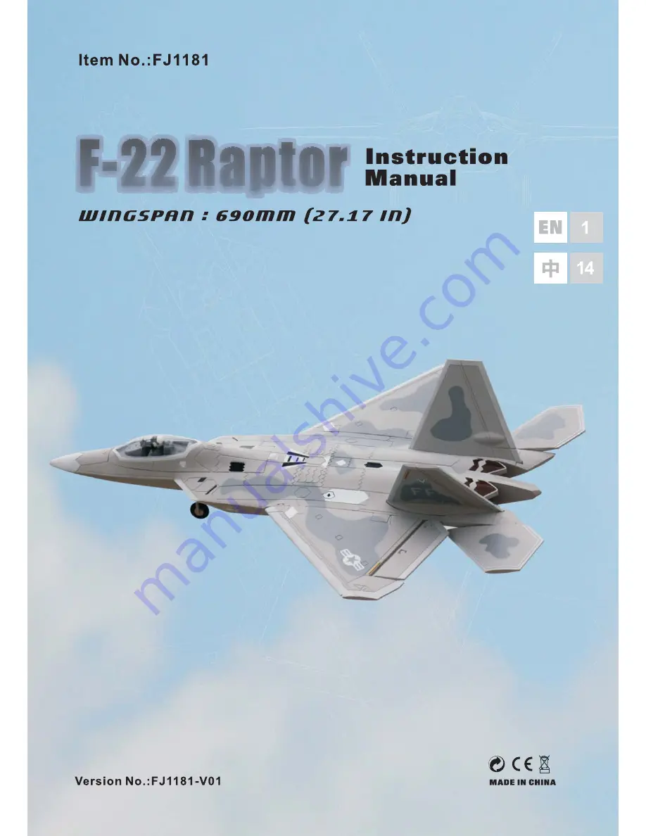 Freewing F-22 Raptor Instruction Manual Download Page 1