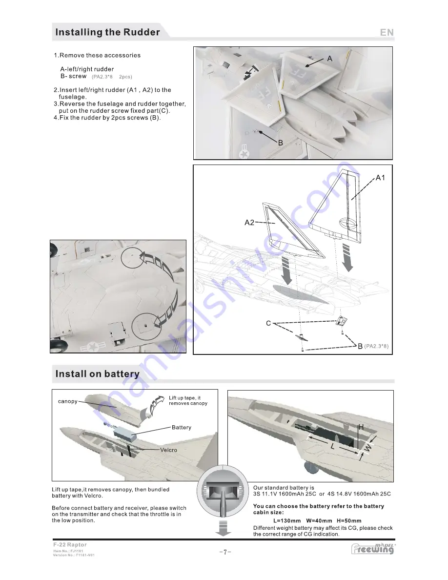 Freewing F-22 Raptor Instruction Manual Download Page 8