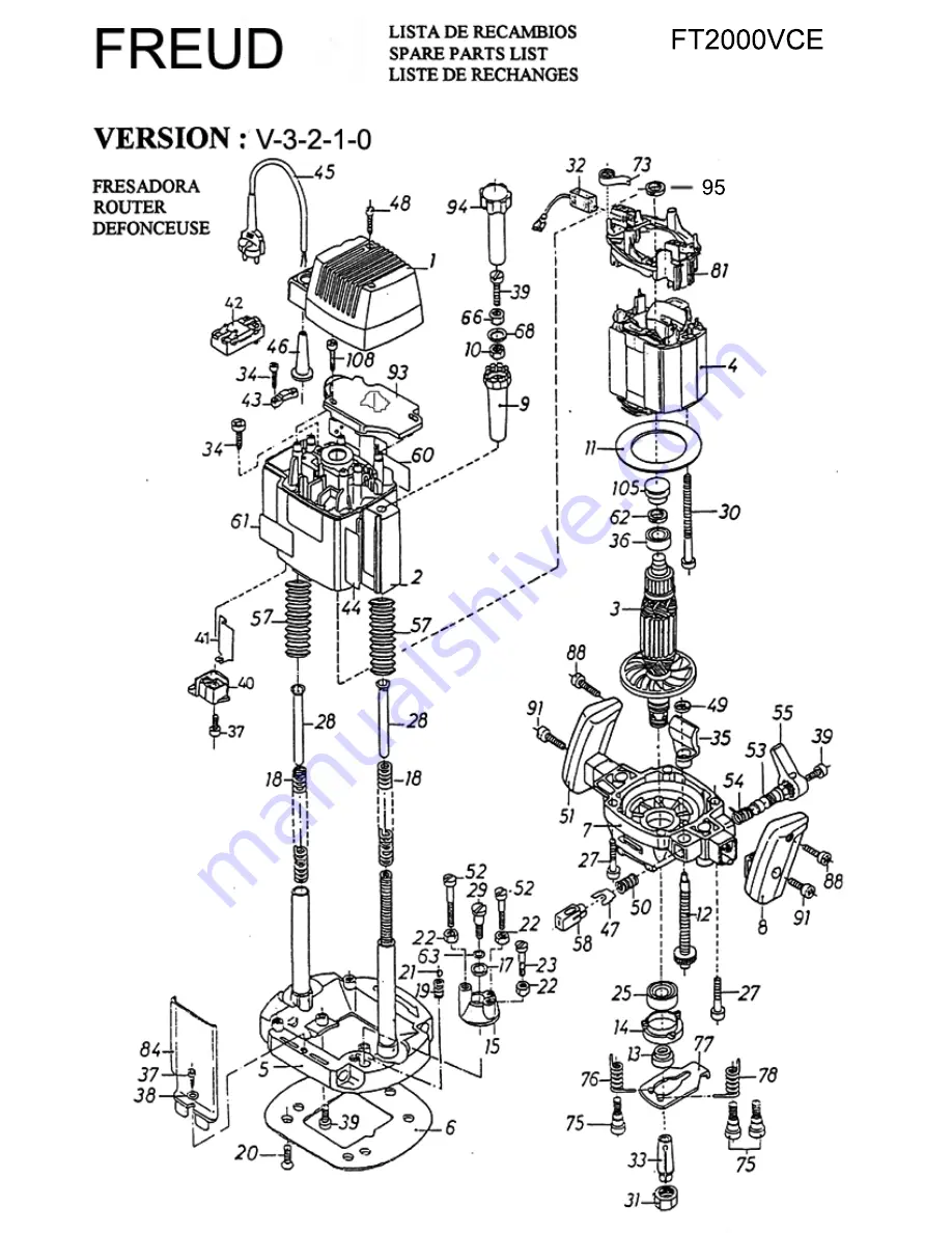 Freud FT2000VCE Spare Parts List Download Page 1