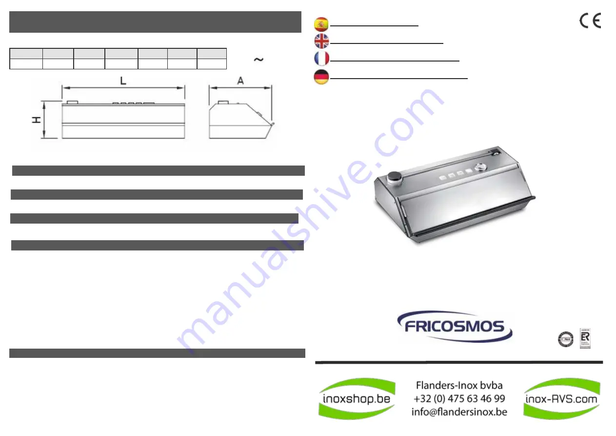 Fricosmos 480260 Quick Start Manual Download Page 1