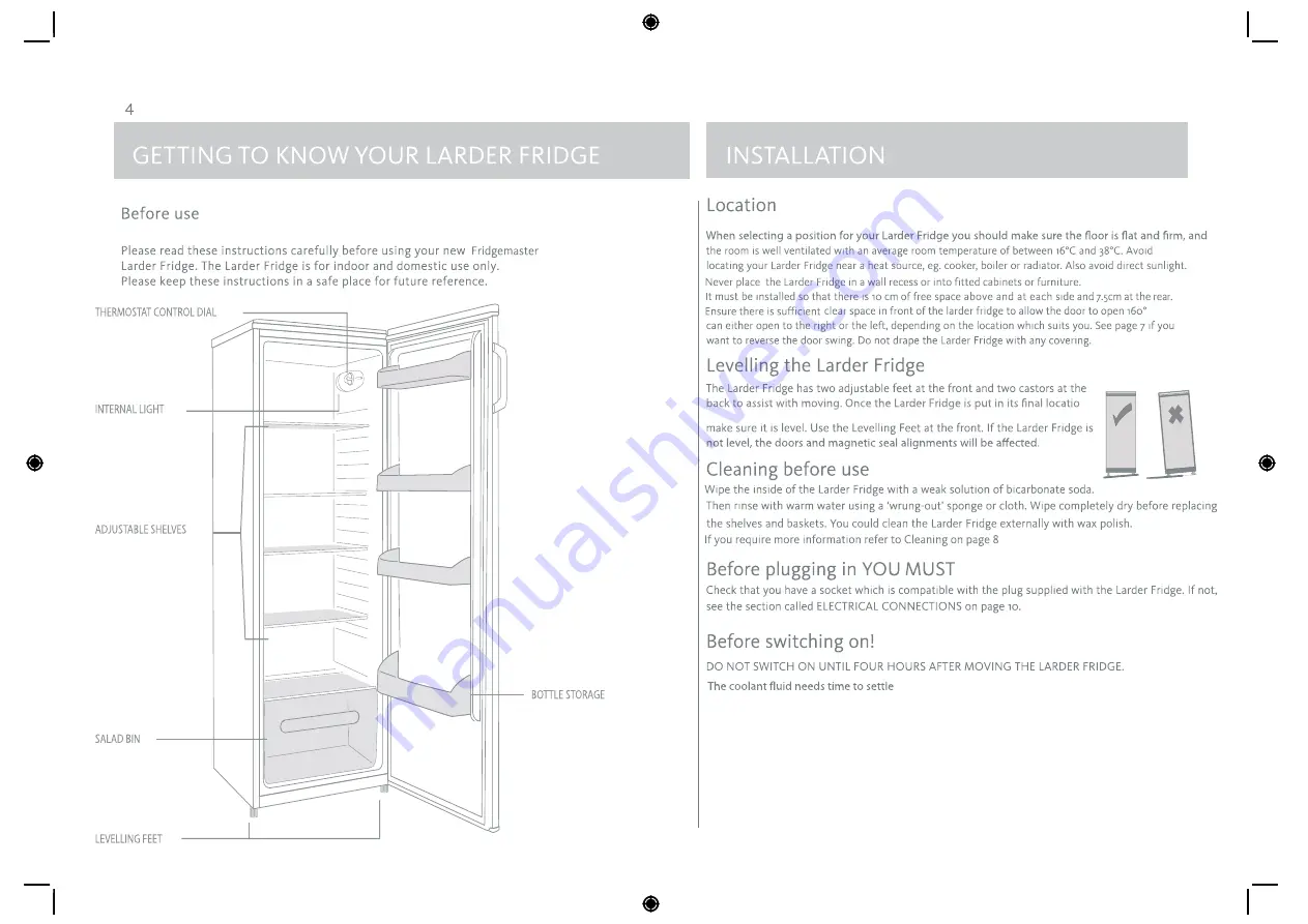 Fridgemaster MTL55250 Скачать руководство пользователя страница 4