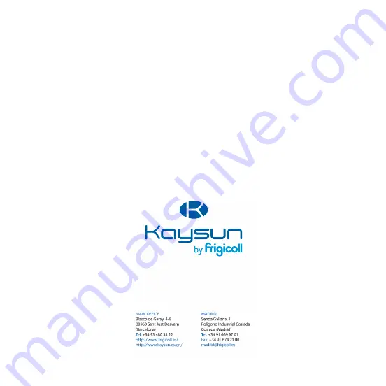 Frigicoll Kaysun KC-03.2 SPS Installation And Owner'S Manual Download Page 44