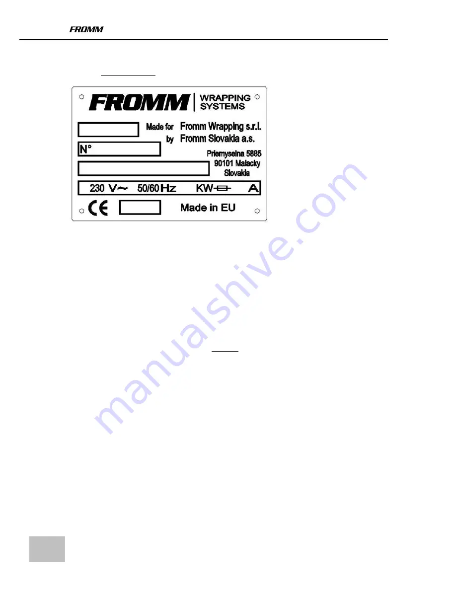 Fromm FS390 Series Original Manual Download Page 6