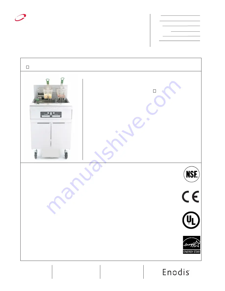 Frymaster Enodis FPRE14-7 Specifications Download Page 1