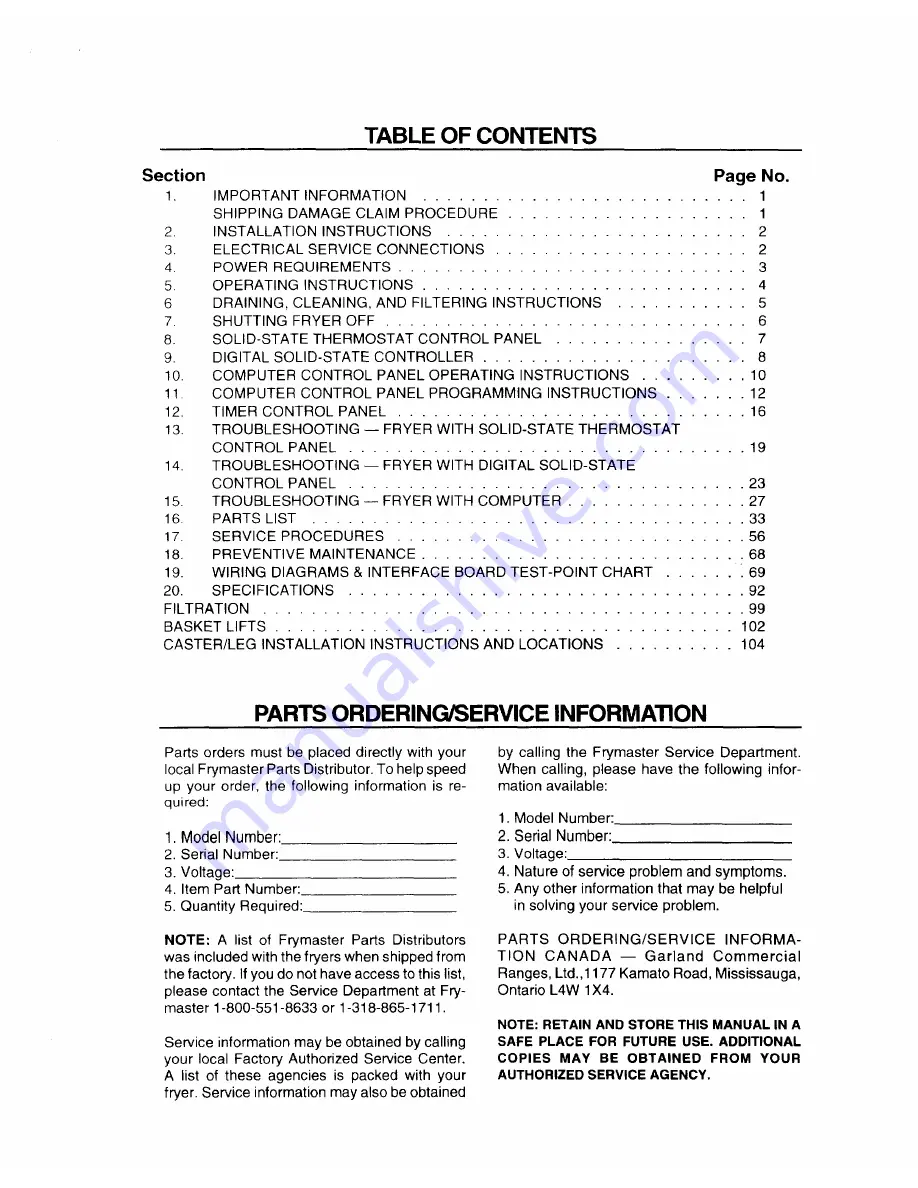 Frymaster EPH14 Service And Owner'S Manual Download Page 3