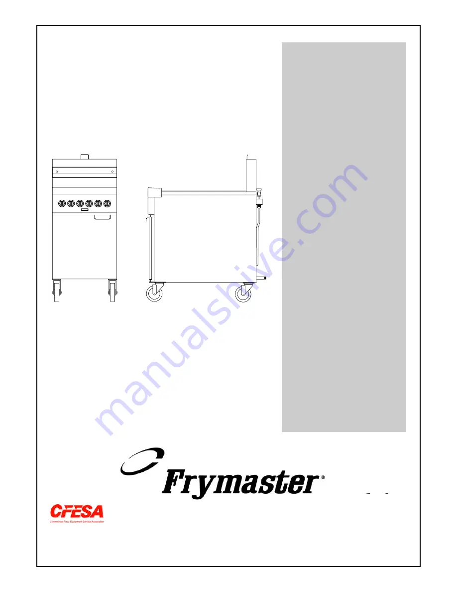 Frymaster Gas Rethermalizers FBR18 Series Скачать руководство пользователя страница 1