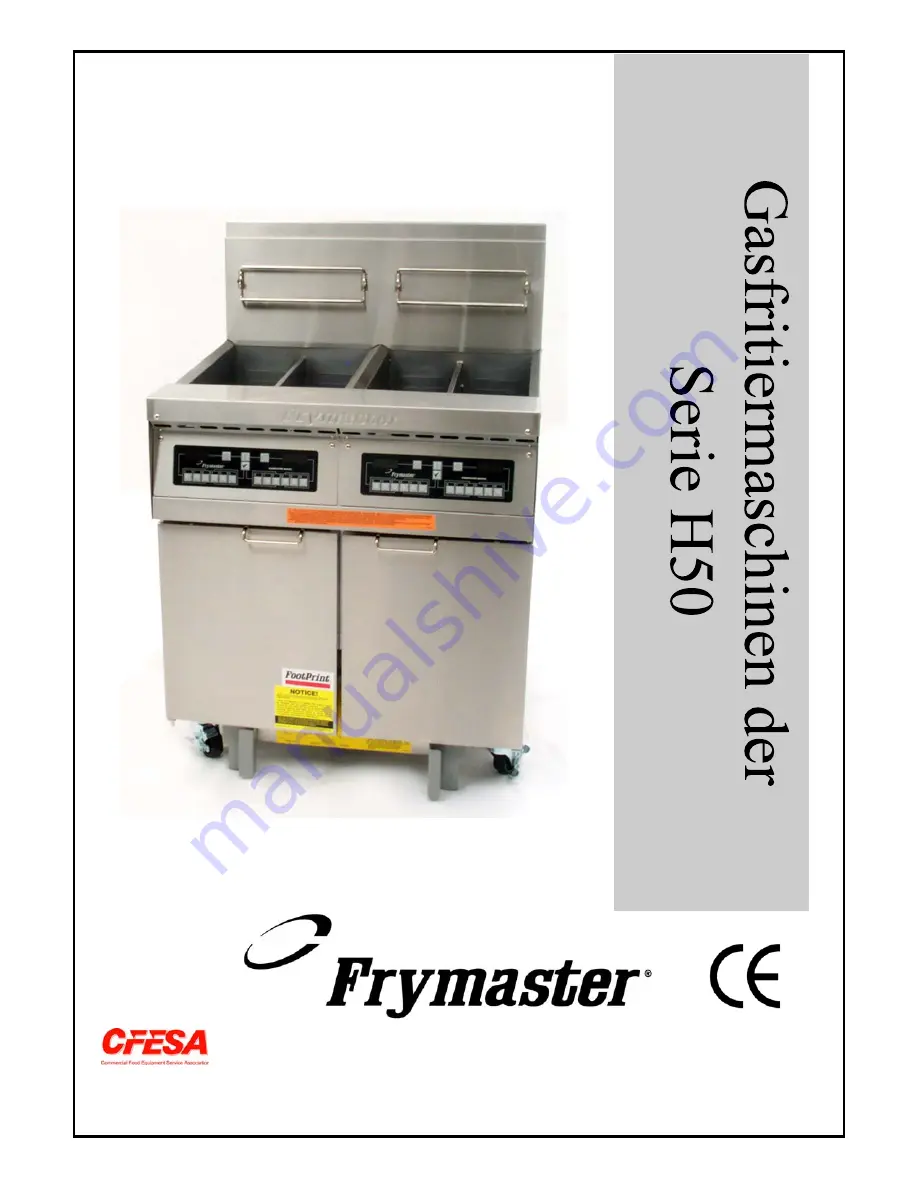 Frymaster Pro H50-Series (German) 819-5463 24-Std. Service-Hotline 1-800-551-8633 Aug 2002 Installations- Und Gebrauchsanleitung Download Page 1