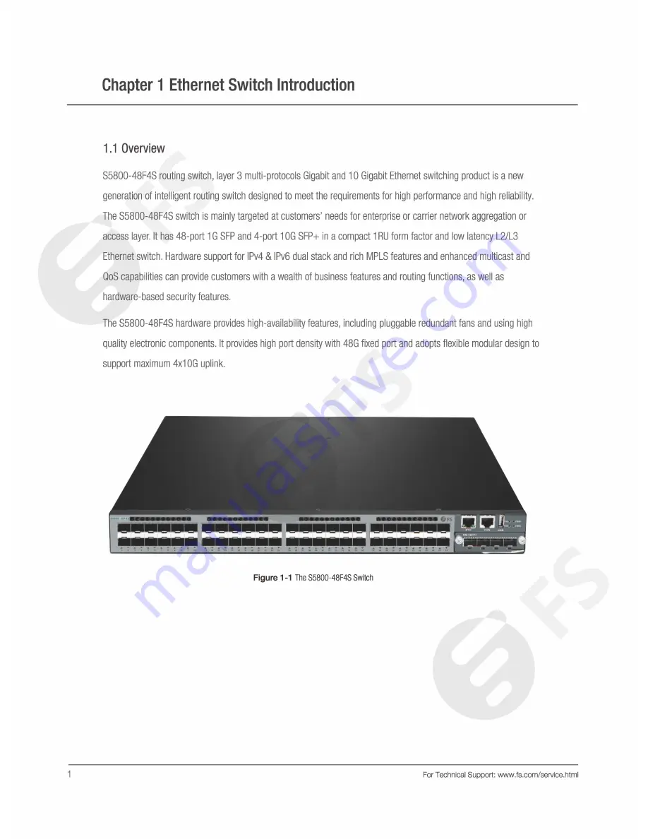 FS S5800-48F4S Lnstallation Manual Download Page 6