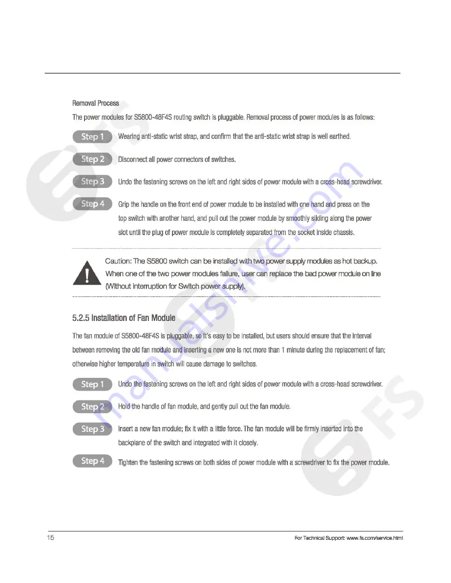 FS S5800-48F4S Lnstallation Manual Download Page 20