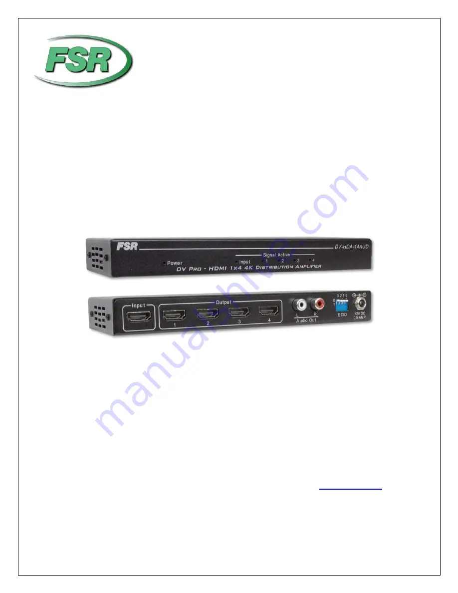 FSR DV-HDA-14AUD Manual Download Page 1