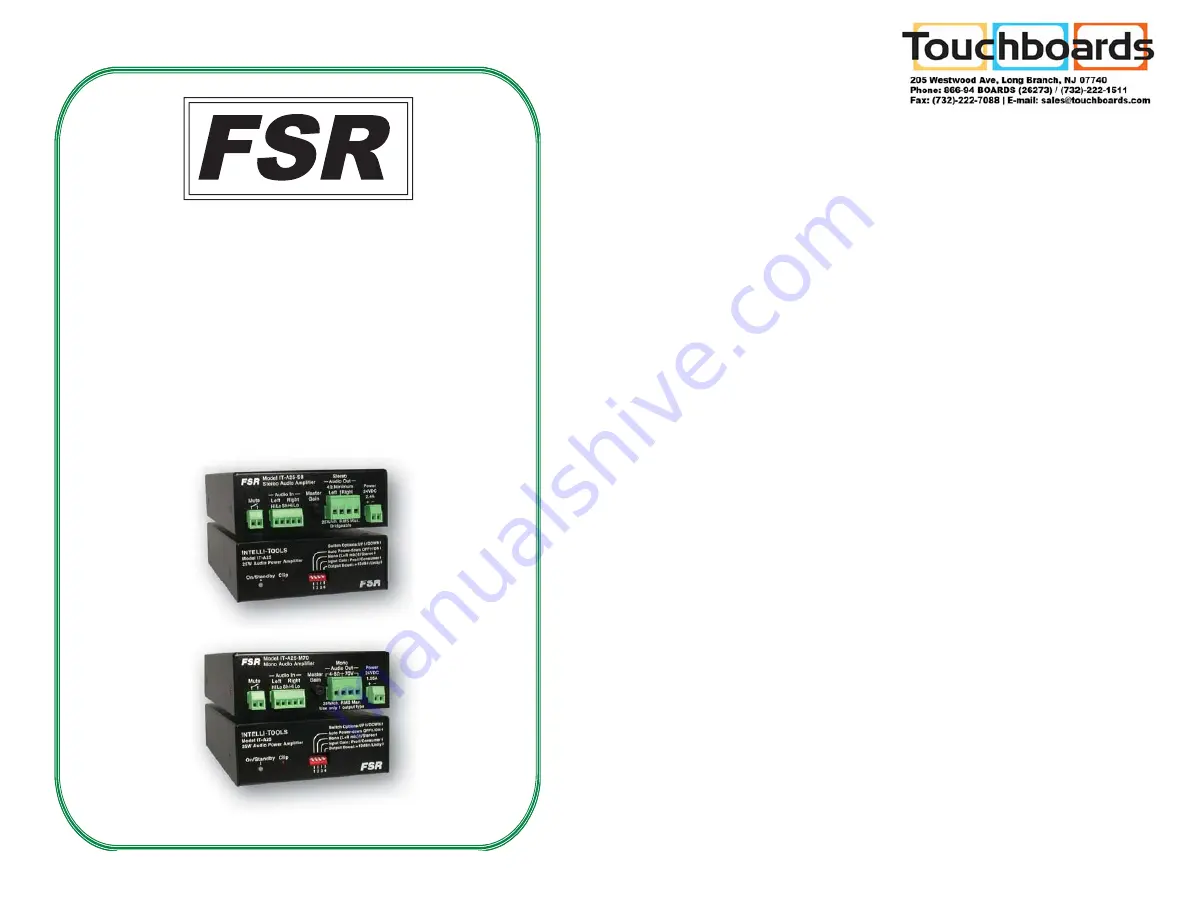 FSR IT-A25 Series Installation And Operating Manual Download Page 1