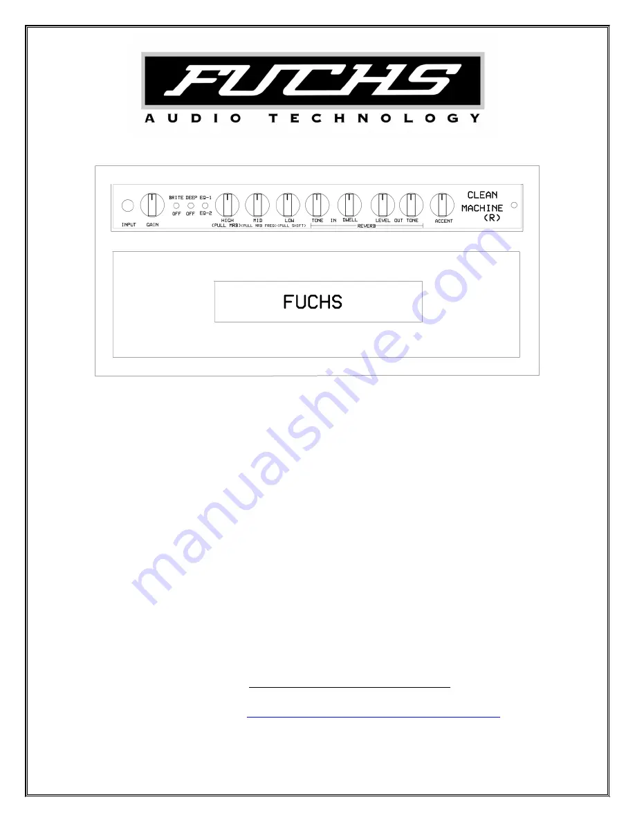 Fuchs Audio Technology Clean Machine CM-100 Operation Manual Download Page 1