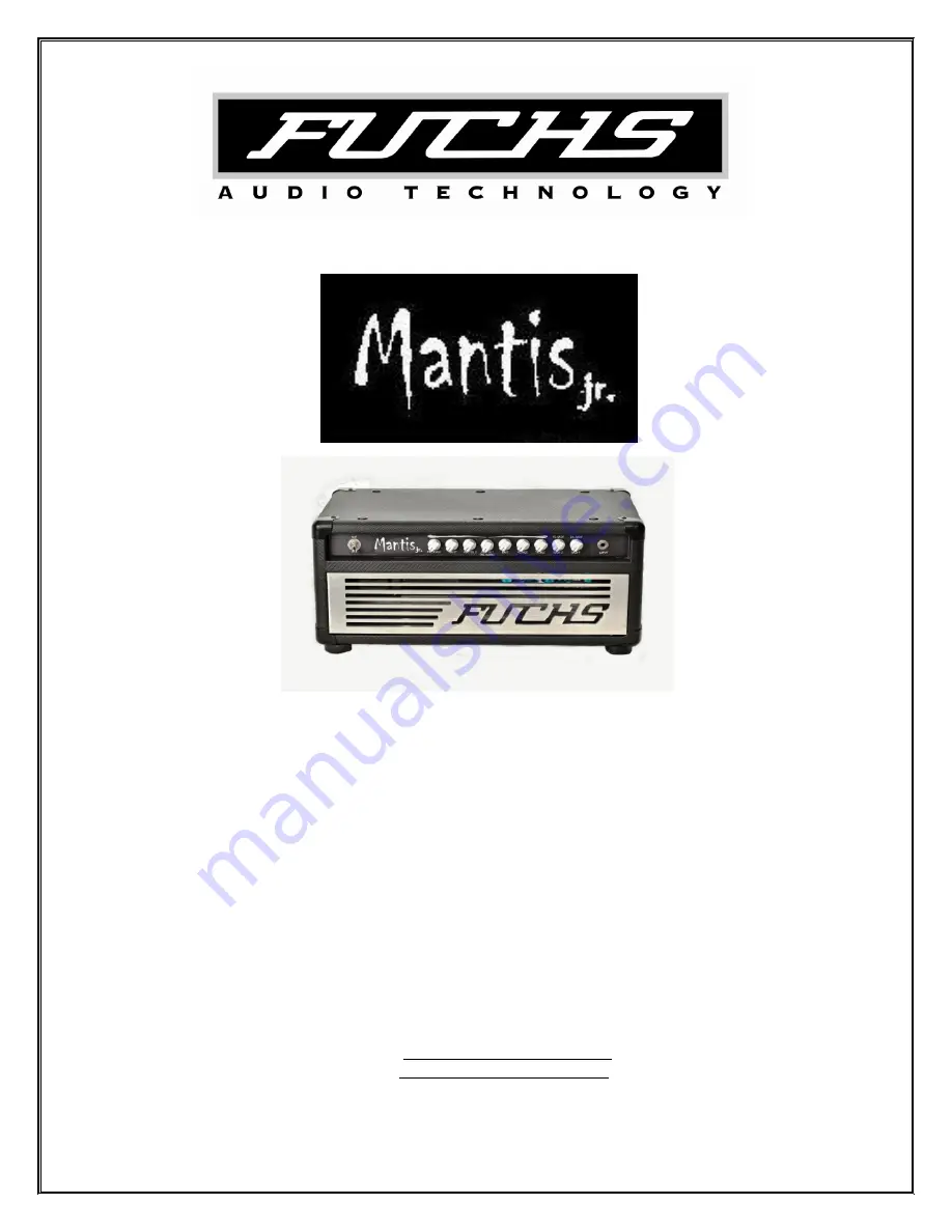 Fuchs Audio Technology Mantis Jr Operation Manual Download Page 1