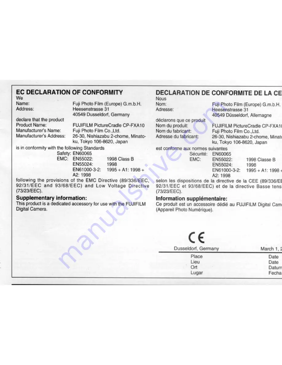 FujiFilm CP-FXA 10 Operating Instructions Manual Download Page 8