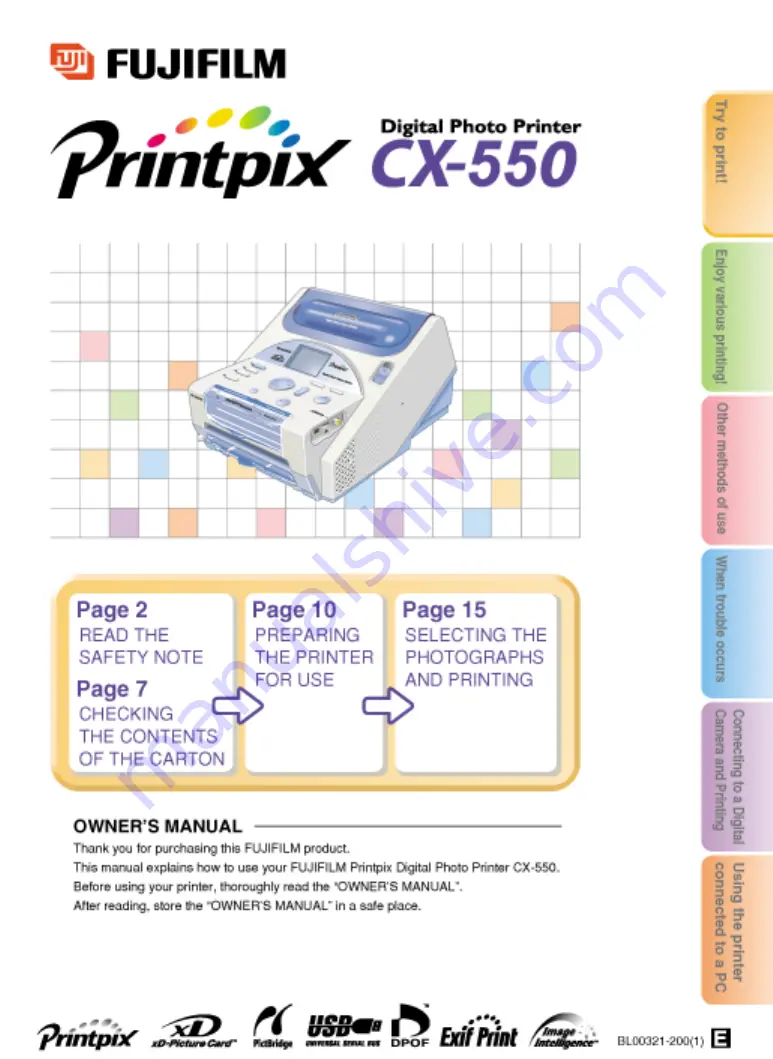 FujiFilm CX-550 Owner'S Manual Download Page 1