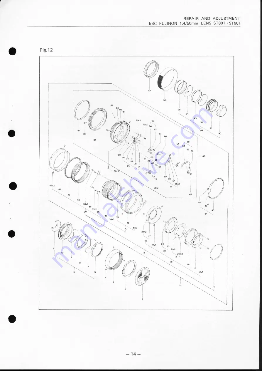 FujiFilm EBC FUJINON 1.4/50mm Repair Manual And Part List Download Page 16