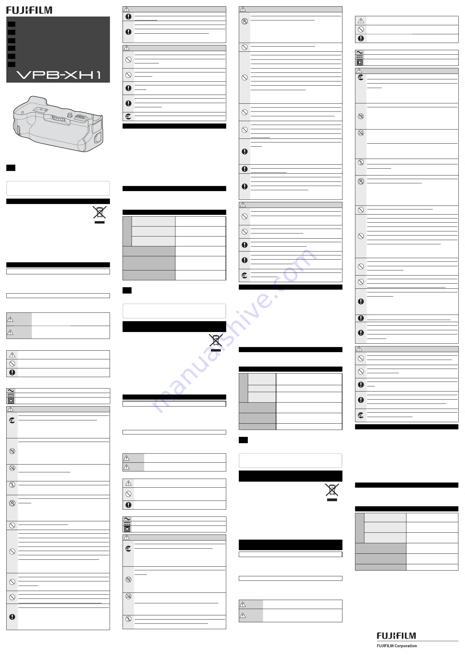 FujiFilm VPB-XH1 Owner'S Manual Download Page 2