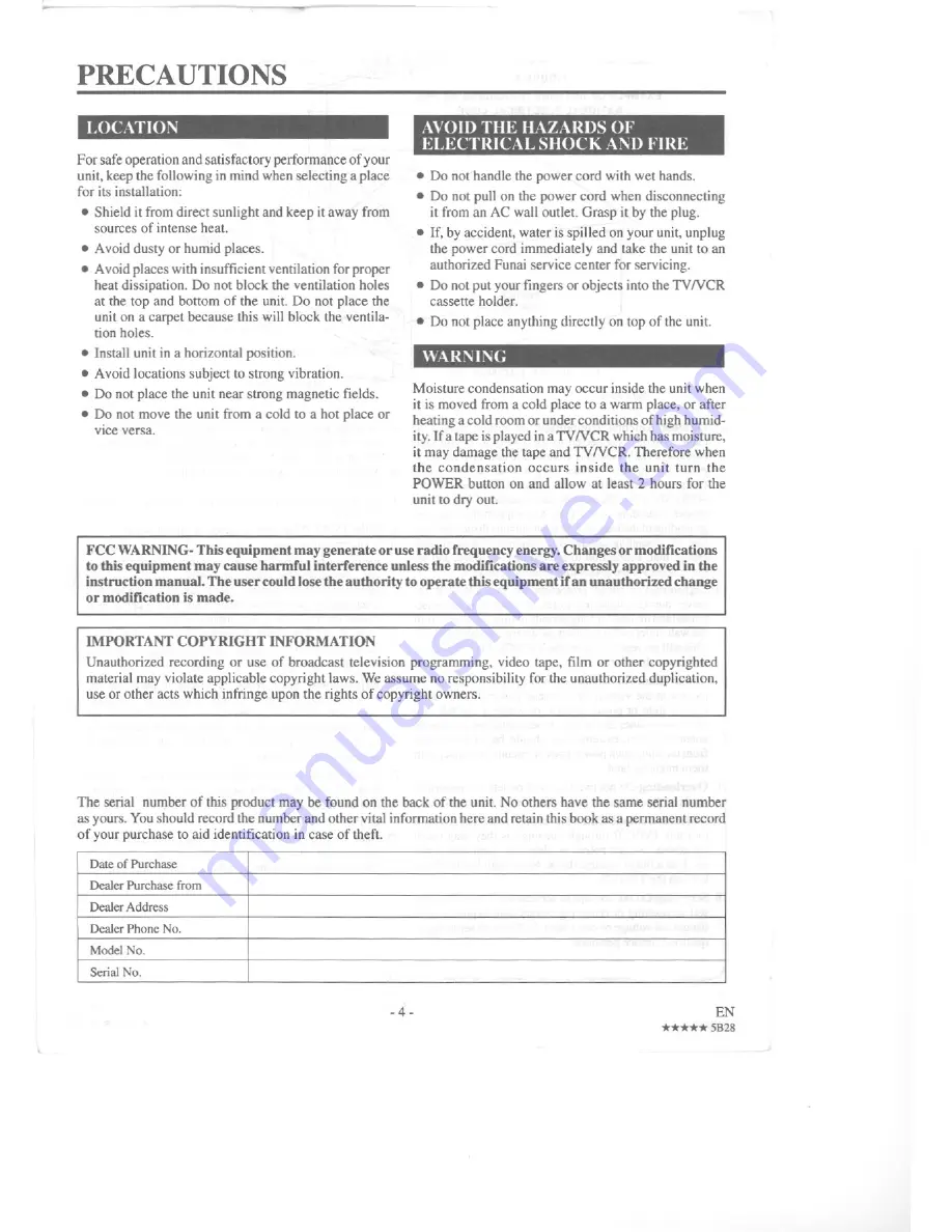 FUNAI F13TRE1 Owner'S Manual Download Page 4